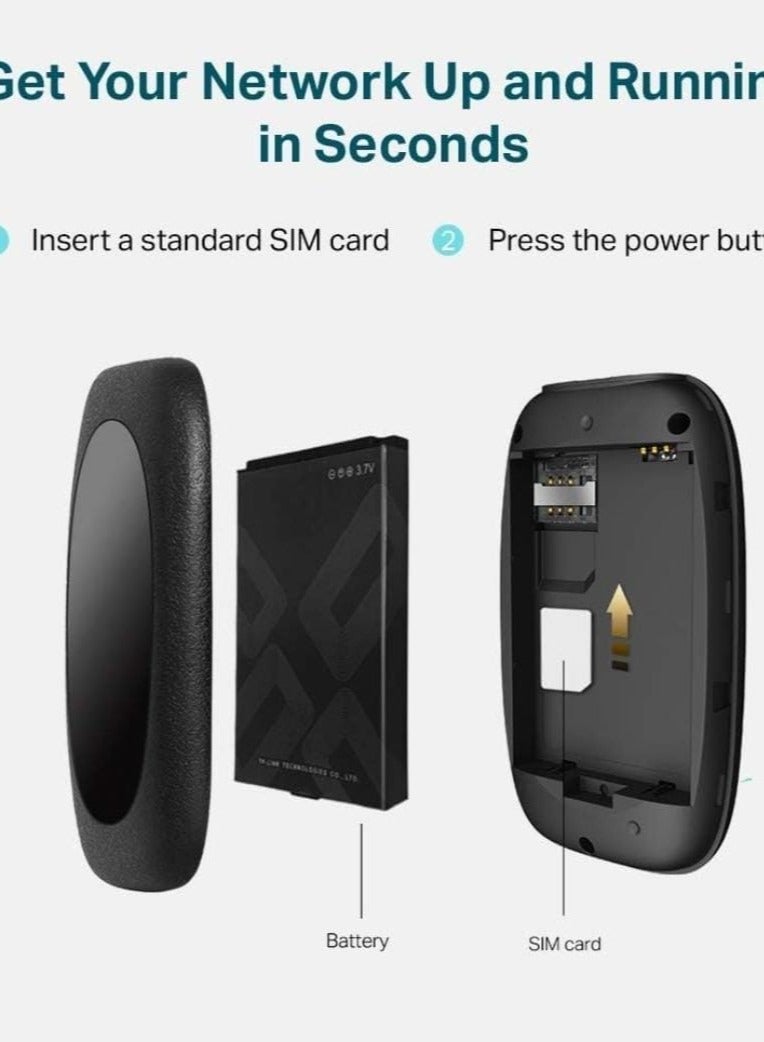 4G LTE 150Mbps Mobile Wi Fi M7200 Mobile Hot Spot, Plug n Play 150Mbps 4G FDD TDD LTE, Upto 10 Devices, 2000mAh Battery Compatible with All Sim Cards, Black  - Image 3