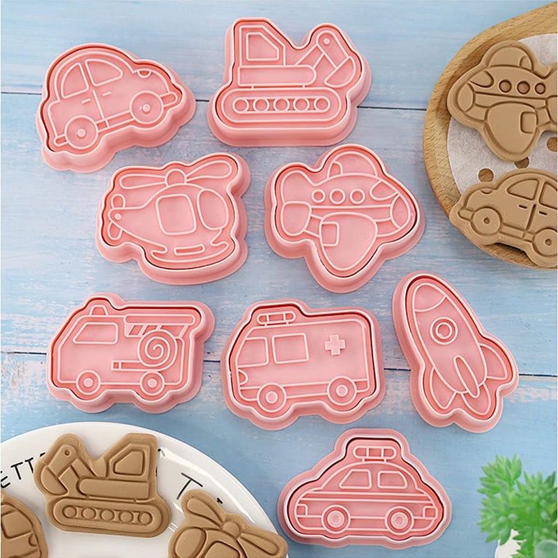 BGCLOUD Cookie Cutters set,8 Style Car cartoon Cookie stamps ,DIY Biscuit Baking Mold ,Funny Fondant Tool Pastry Biscuit Cake Baking Mold Tools for Kids - Image 2