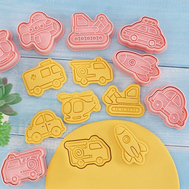 BGCLOUD Cookie Cutters set,8 Style Car cartoon Cookie stamps ,DIY Biscuit Baking Mold ,Funny Fondant Tool Pastry Biscuit Cake Baking Mold Tools for Kids - Image 3