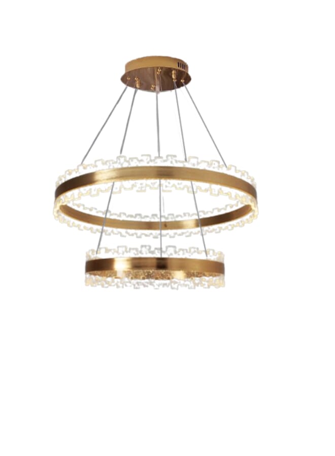 Best Power Modern pendant chandelier with triple LED lighting – golden color – 90 cm adjustable cord length – design suitable for living rooms and bedrooms | Model: 7281-600+400 - Image 2