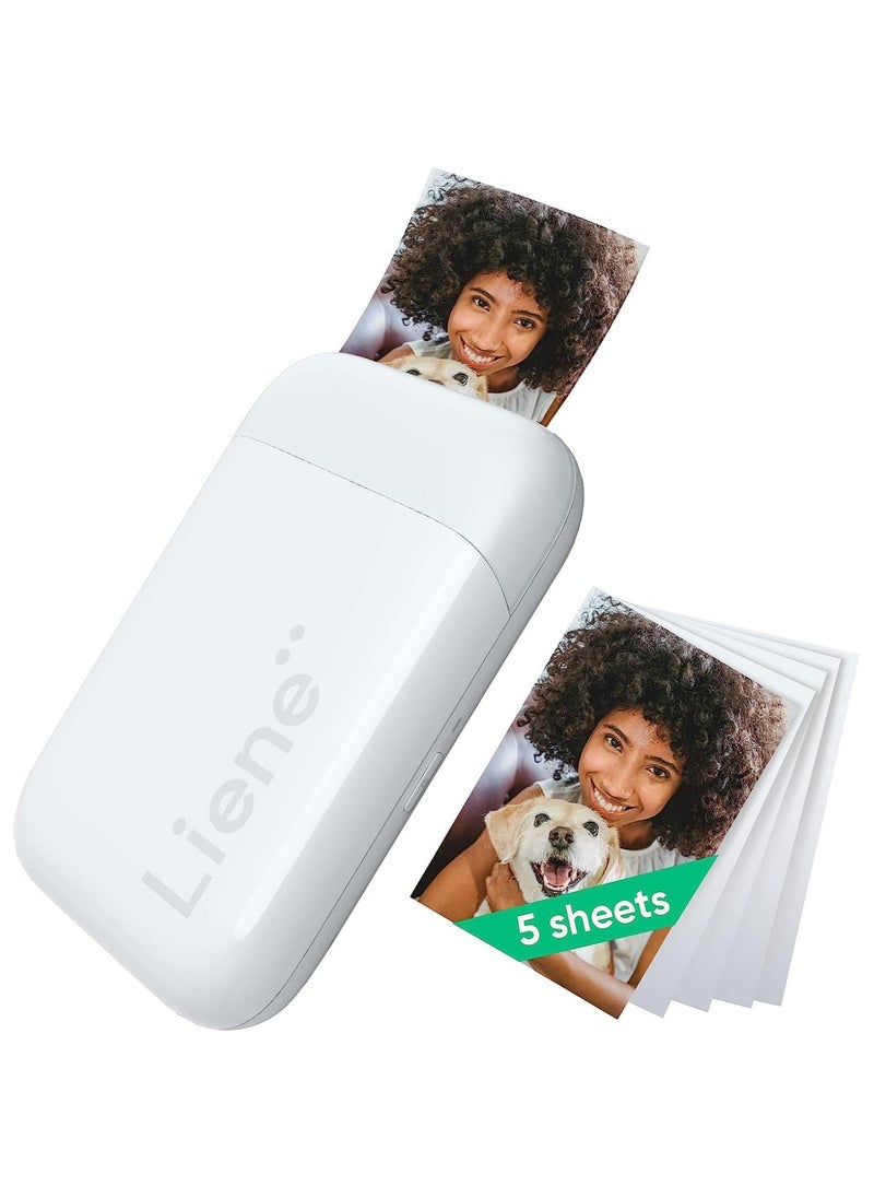Liene - 2 x 3 Inch Portable Photo Printer, 5 Zink Sticky-Backed Photo Paper, Bluetooth 5.0, Compatible for IOS/Android, Mini Smartphone Photo Printer, Small Printer Images iPhone, Mini Portable Instant Printer - Image 1