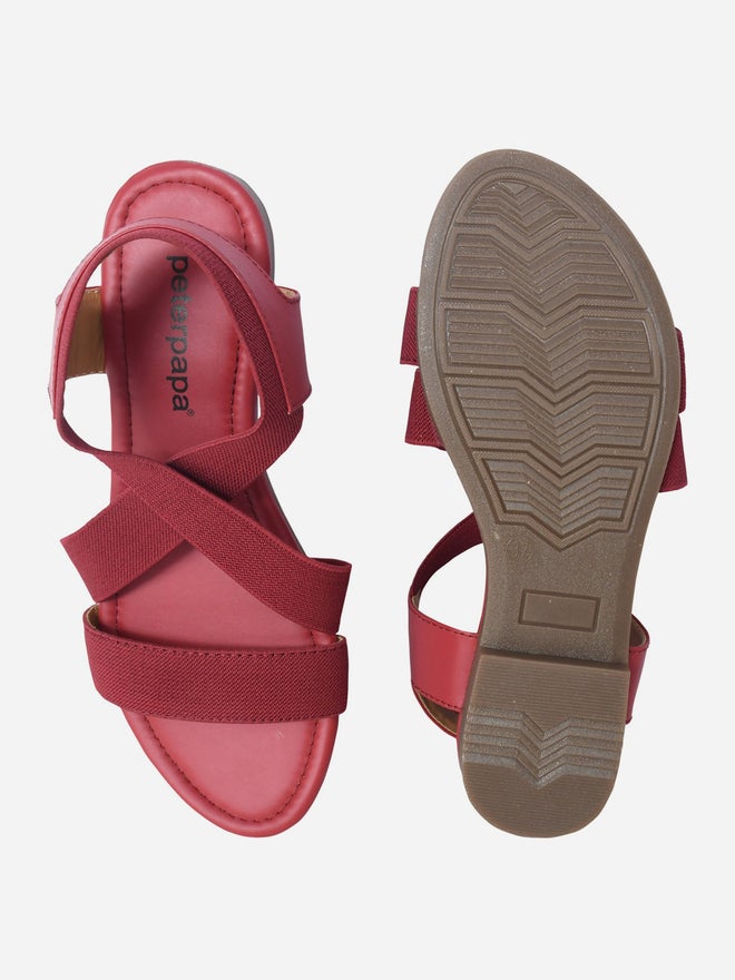 Peterpapa Burgundy Elastic Comfort Sandals - Image 5
