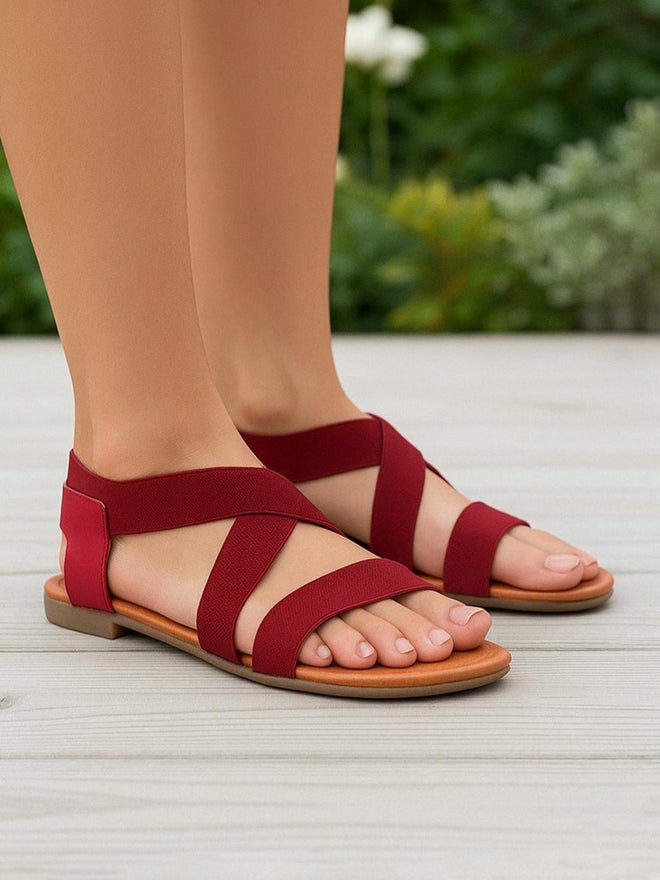 Peterpapa Burgundy Elastic Comfort Sandals - Image 1