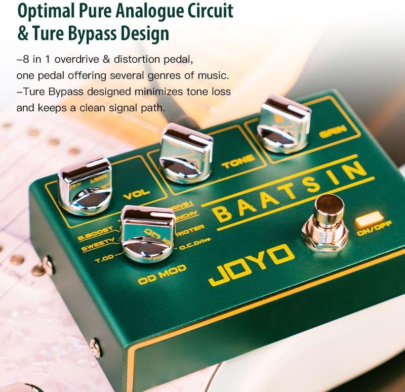 JOYO Baatsin R-11 R Series Pure Analogue Circuit Overdrive & Distortion Pedal with 8 Classic OD/DS Multi Effects for Electric Guitar (R-11) - Image 3
