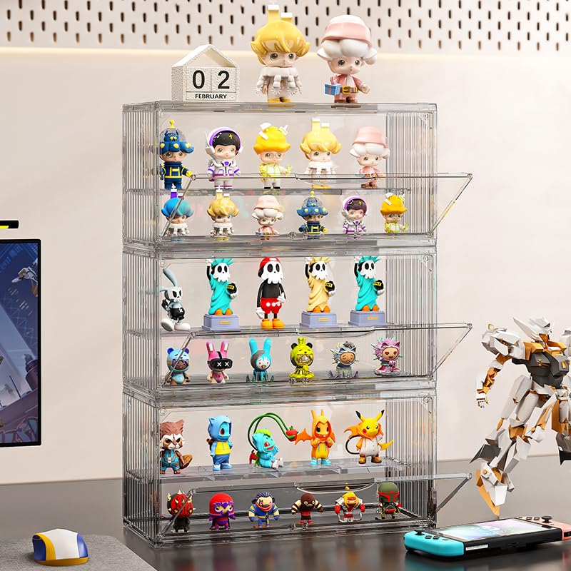 KHNR Acrylic Display Case for Collectibles ,2 Layer Adjustable Figure Display Case with Magnetic Door ,Clear Stackable Display Box for Collectibles,Toy, Figures Showcase - Image 5