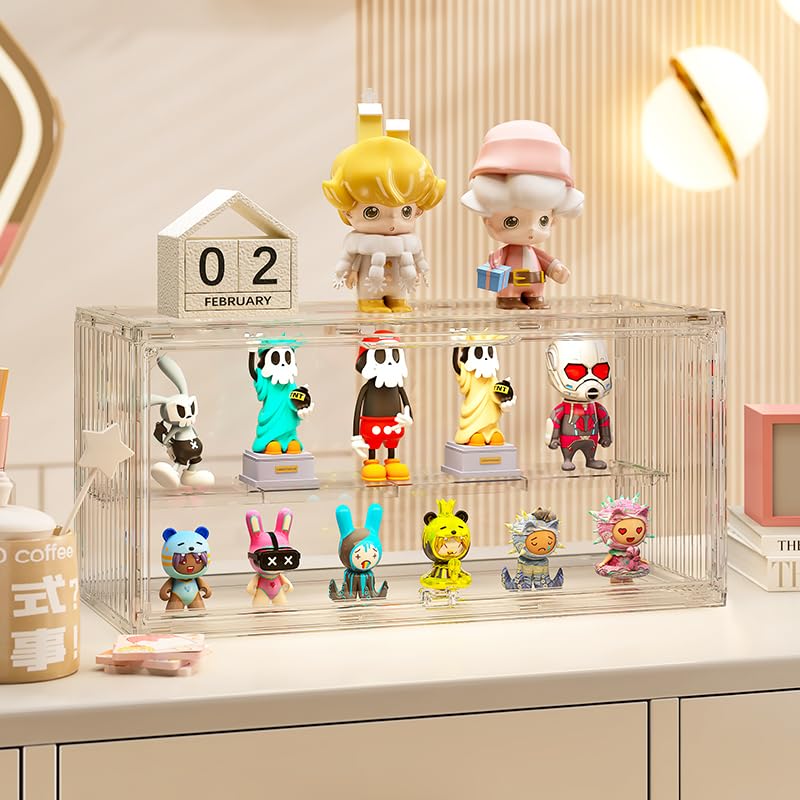 KHNR Acrylic Display Case for Collectibles ,2 Layer Adjustable Figure Display Case with Magnetic Door ,Clear Stackable Display Box for Collectibles,Toy, Figures Showcase - Image 1