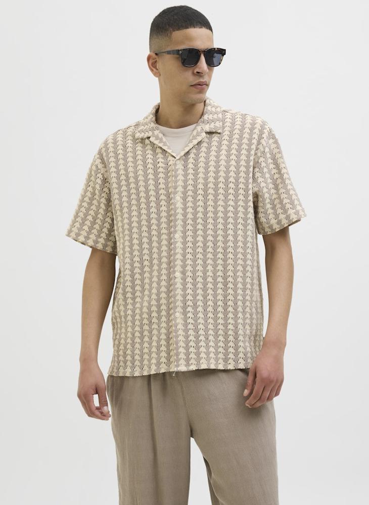 جاك اند جونز قميص منتجع بقصة عادية ملمس - Image 1