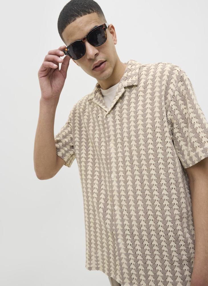 جاك اند جونز قميص منتجع بقصة عادية ملمس - Image 3