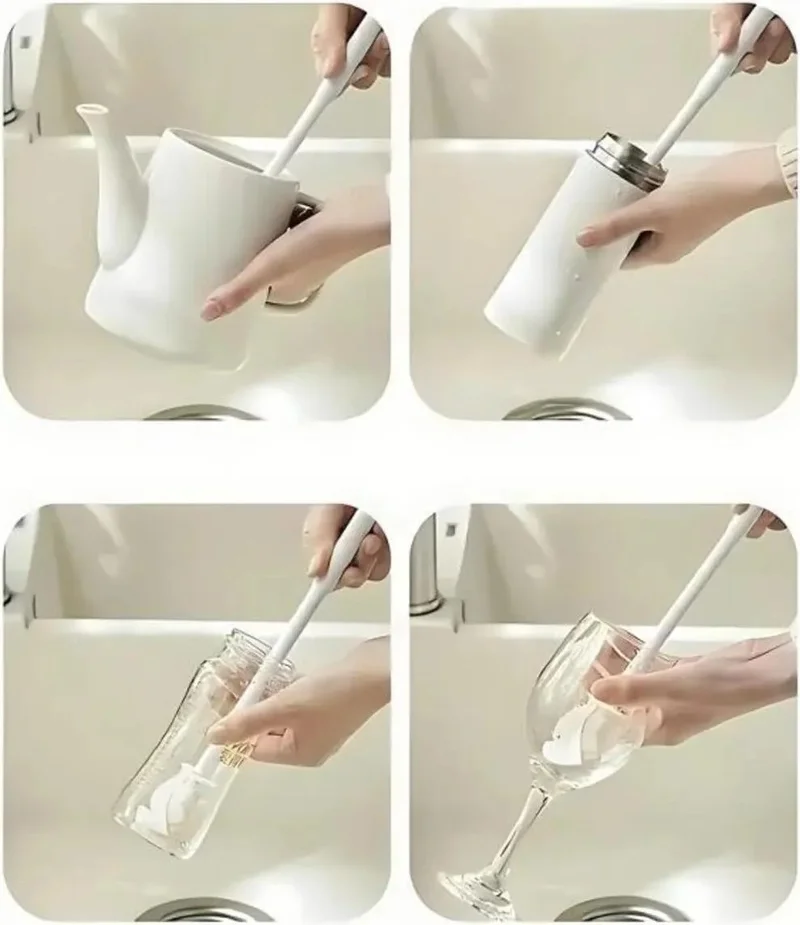 Safestore Flexible Silicone Baby Bottle Glass Bottle Jar Cleaner Brush Water Bottle Thermos Flask Washing Brush Sponge
