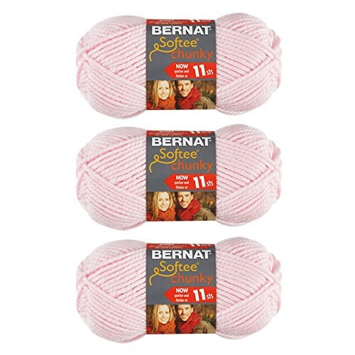 Bernat Softee Chunky 3Pack Yarn 28oz Super Bulky 6 Gauge Baby Pink Machine Wash Dry
