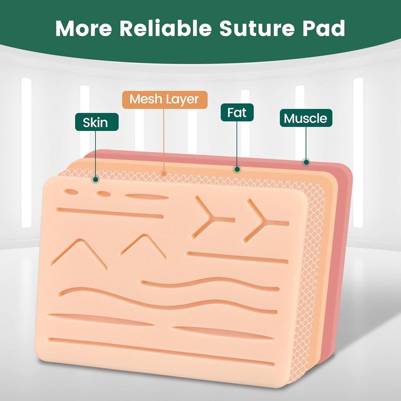 Ultrassist Suture Refill Kit for Medical and Vet Students, Large Silicone Stitch Pad with Pre-Cut Wounds & Various Sutures, Ideal Practice Suture Training Kit (Education Use Only) - Image 5