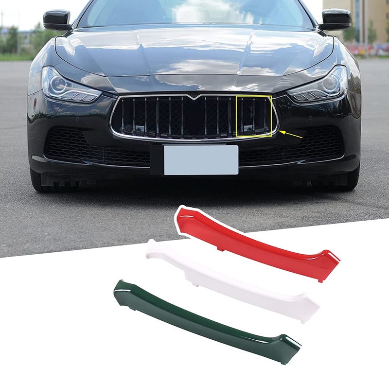LLKUANG ThreeColored Stripe Grille Insert Trims Compatible with Maserati Ghibli 2014 2015 2016 2017 3PCS
