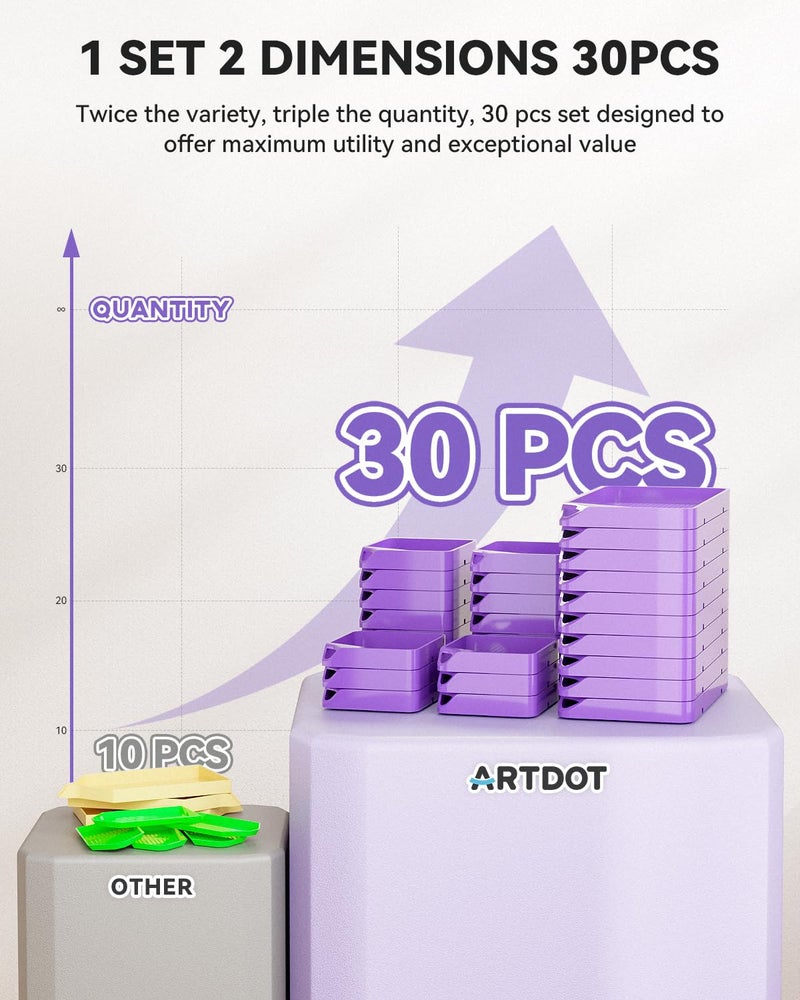 ARTDOT 30-Piece Stackable Tray Set Diamond Art Kits for Adults, Interlocking Diamond Painting Accessories and Tools(Purple) - Image 3