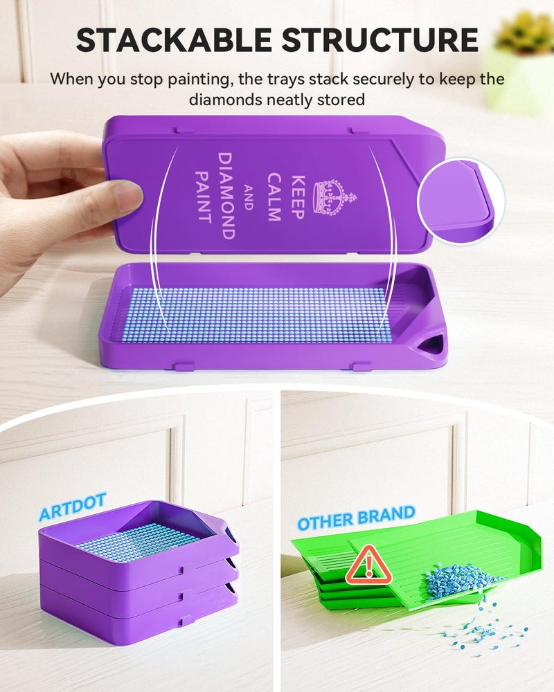 ARTDOT 30-Piece Stackable Tray Set Diamond Art Kits for Adults, Interlocking Diamond Painting Accessories and Tools(Purple) - Image 5