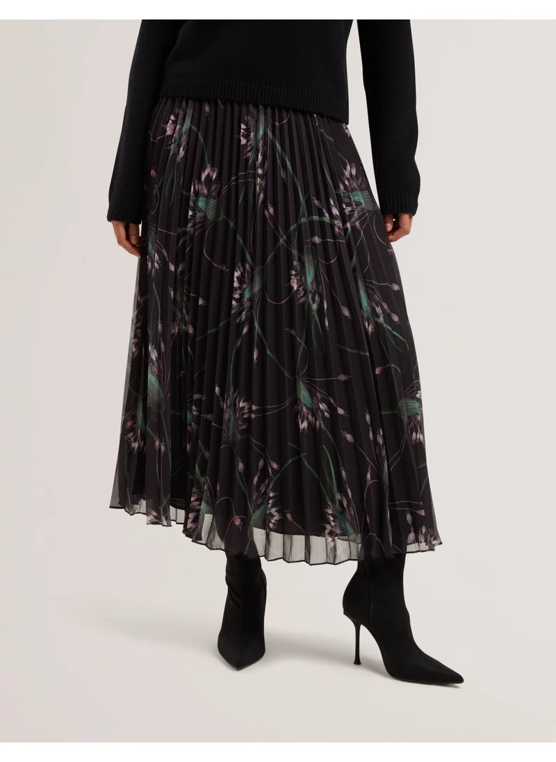 تيد بيكر Printed Pleated High Waist Skirt