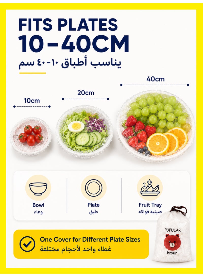 MS MIN Food Savers Disposable Elastic Food Covers – 300pcs Food-Grade Stretch Wrap Lids for Bowls & Containers, Wall-Hang Storage, Multi-Purpose Fresh Keeping Caps - Image 2