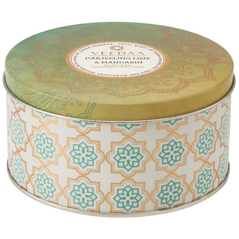 VEEDAA Darjeeling Lime Mandarin Soy Wax 3 Wick Tin Scented Candle Burns 40 Hours - Image 2