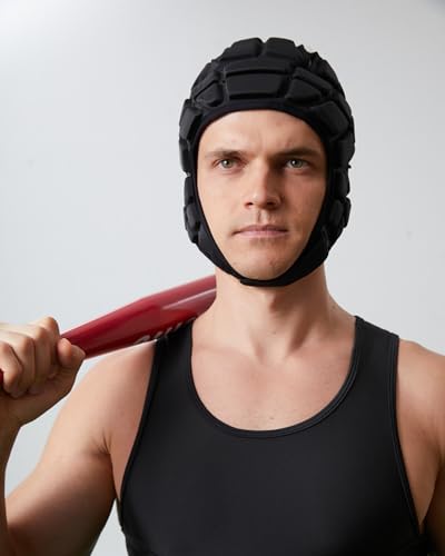 Topeter Padded Helmet Protective Headgear for Rugby Football Soccer Black - Image 2