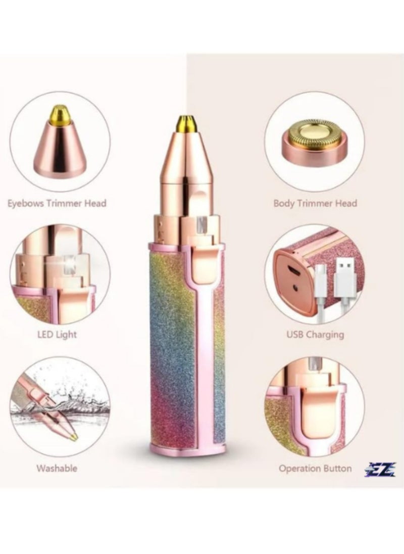 2-in-1 Eyebrow Trimmer & Facial Hair Remover for Women – Battery Operated with LED Light