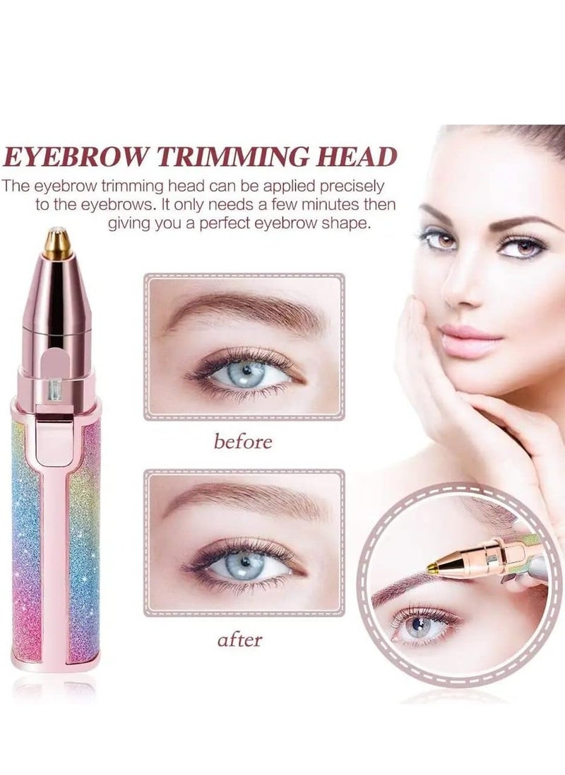 2-in-1 Eyebrow Trimmer & Facial Hair Remover for Women – Battery Operated with LED Light