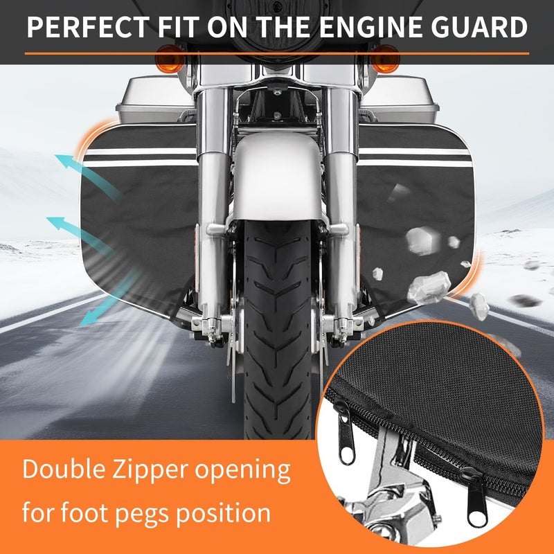 AUFER Highway Crash Bar Cover Soft Lowers Chaps with Storage Bag & Tactical Water Bottle Pouch for Touring Models 1980-2023 - Image 5