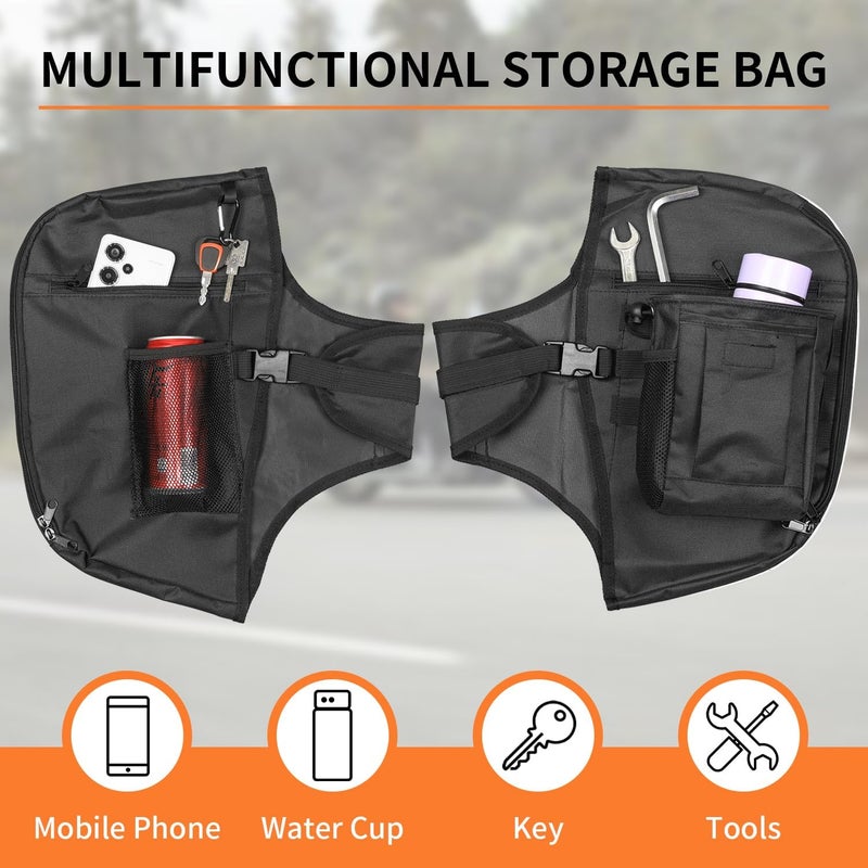 AUFER Highway Crash Bar Cover Soft Lowers Chaps with Storage Bag & Tactical Water Bottle Pouch for Touring Models 1980-2023 - Image 3