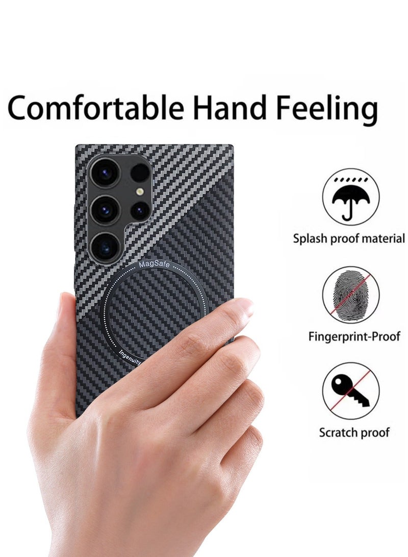 X-level Samsung Galaxy S24 Ultra Case Cover With MagSafe Support Wireless Charging Thin Slim Shockproof Carbon Fiber Texture Plastic Hard Comfortable Touch Feel Back Cover Phone Accessories Protector - Image 3