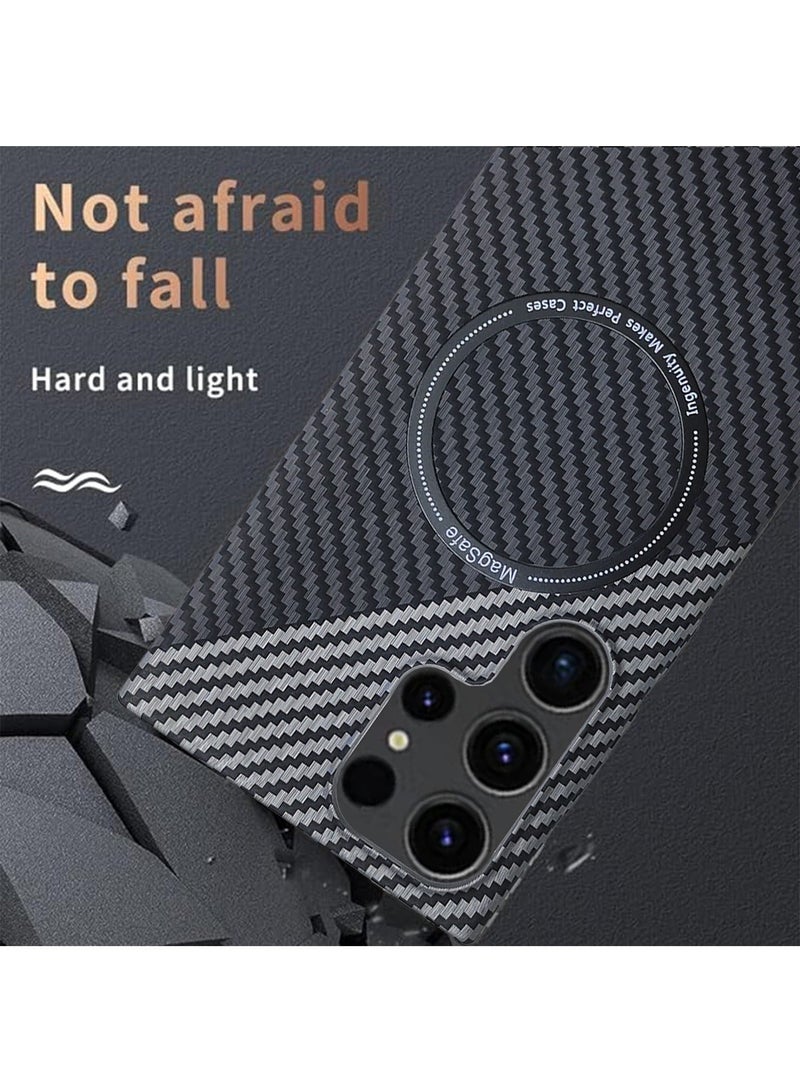 X-level Samsung Galaxy S24 Ultra Case Cover With MagSafe Support Wireless Charging Thin Slim Shockproof Carbon Fiber Texture Plastic Hard Comfortable Touch Feel Back Cover Phone Accessories Protector - Image 2