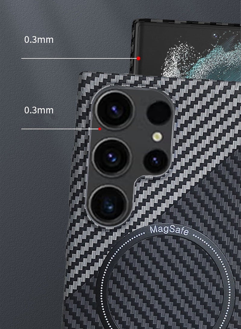 X-level Samsung Galaxy S24 Ultra Case Cover With MagSafe Support Wireless Charging Thin Slim Shockproof Carbon Fiber Texture Plastic Hard Comfortable Touch Feel Back Cover Phone Accessories Protector - Image 4