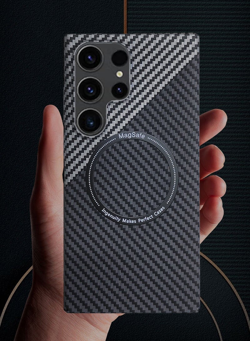 X-level Samsung Galaxy S24 Ultra Case Cover With MagSafe Support Wireless Charging Thin Slim Shockproof Carbon Fiber Texture Plastic Hard Comfortable Touch Feel Back Cover Phone Accessories Protector - Image 5
