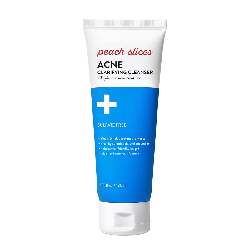 Peach Slices Peach Slices | Acne Clarifying Cleanser | Deep Cleans & Prevents Acne | 2% Salicylic Acid | Hyaluronic Acid | Sulfate-Free | Hydrates & Calms Skin | Gentle Formula | Face Wash | Cruelty-Free | 4 oz 