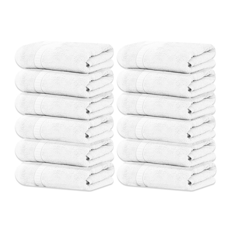 GOLD TEXTILES Wash Cloths 12 Pack Soft Rinspun Cotton Washcloths, Premium Highly Absorbent and Quick-Drying Face Towels Daily use for Showering, Gym, Spa, Hotel (12, White) - Image 1