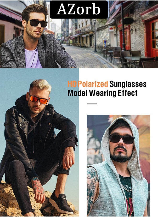 AZorb Polarized Men's Sunglasses Men Square Lightweight Frame UV400 Protection Women Sun Glassess Fashion Eye Glasses for Daily Eyewear Black  - Image 4