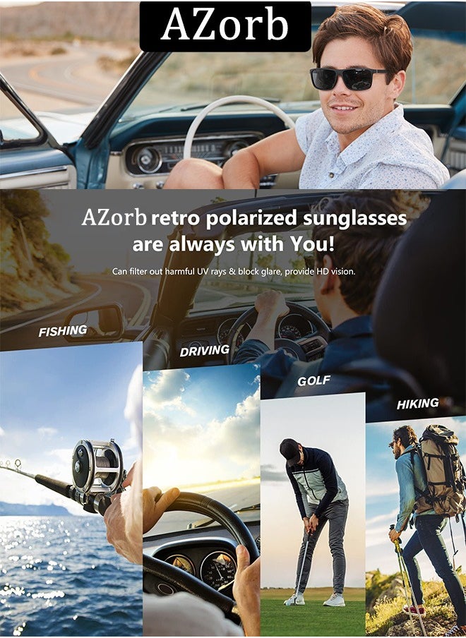 AZorb Polarized Men's Sunglasses Men Square Lightweight Frame UV400 Protection Women Sun Glassess Fashion Eye Glasses for Daily Eyewear Black  - Image 5