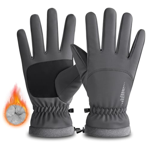 GUSTAVE® Winter Gloves for Men Bike Riding, Ski Hand Gloves for Winter for Men Bikers, Thermal Waterproof Anti-slip Outdoor Sport Gloves, with Touch Screen Finger, Drawstring Wrist Cuff - Image 1