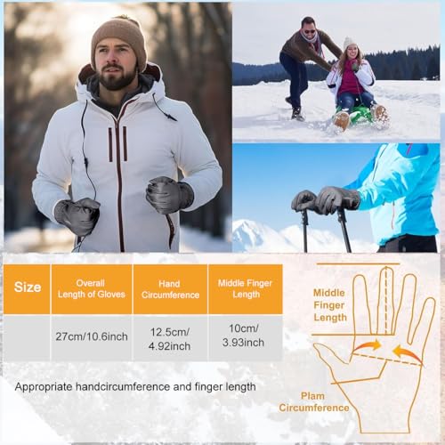 GUSTAVE® Winter Gloves for Men Bike Riding, Ski Hand Gloves for Winter for Men Bikers, Thermal Waterproof Anti-slip Outdoor Sport Gloves, with Touch Screen Finger, Drawstring Wrist Cuff - Image 2