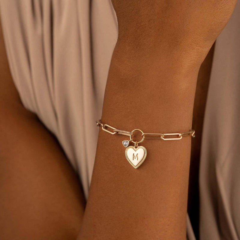 MYEARS Valentines Day Gifts for Women - Gold Initial Bracelets for Women Trendy 14K Gold Plated Heart Letter A-Z Charm Bracelets Paperclip Chain Personalized Jewelry Birthday Gifts for Her - Letter J - Image 2