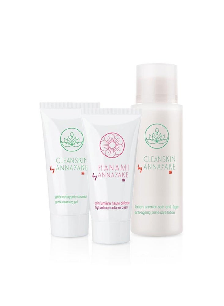 Annayake Cleanskin Gelée Gentle Cleansing Gel 30ml + Annayake Hanami High Defense Radiance Cream 50ml + Annayake Cleanskin Anti-Aging Prime Care Lotion 30ml - Image 2