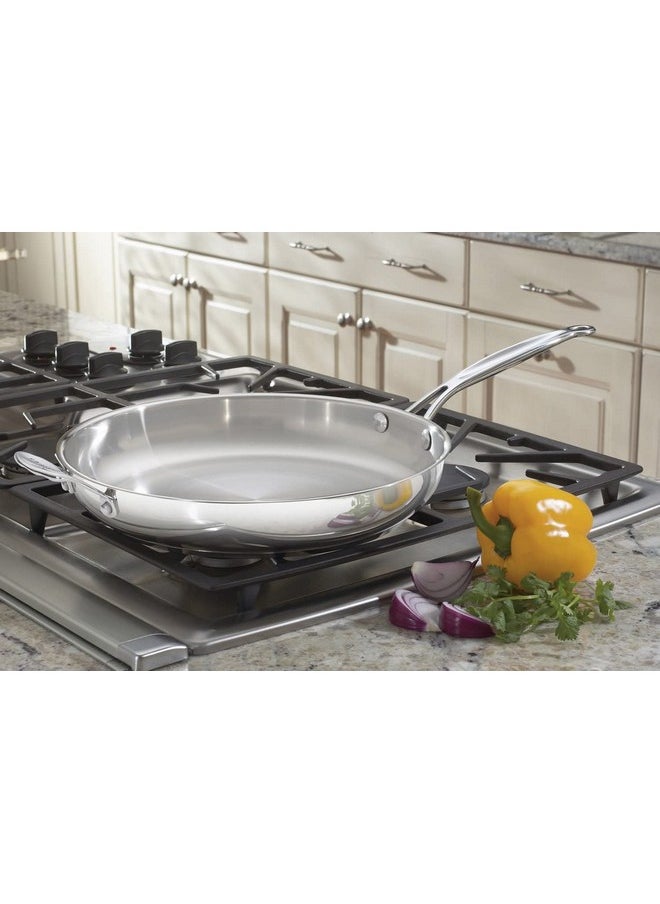 كويزينارت مقلاة Cuisinart 722-30H Chef's Classic المصنوعة من الفولاذ المقاوم للصدأ والمفتوحة مقاس 12 بوصة مع مقبض مساعد، مصنوعة من الفولاذ المقاوم للصدأ  - Image 2