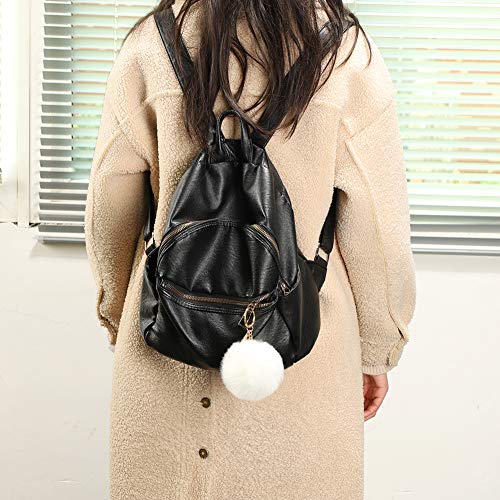 Soleebee Soft Artificial Rabbit Fur Keychain Plush Ball Key Ring Cute Pom Pom Bag Charm for Women Girls (White) - Image 3