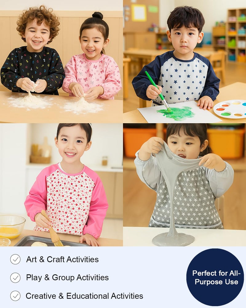 Plie Kids Painting Apron – Waterproof Long Sleeve Art Smock for Toddlers & Preschoolers, Messy Play, Baking, Crafts, Cooking, Sensory Activities (Ages 1–10), Brown Animal (10-M) - Image 5