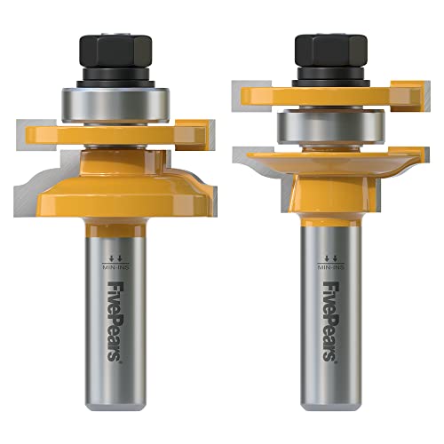 Fivepears Shaker Rail and Stile Router Bits Set 1/2 Inch Shank, 3/8 Inch Cutting Depth, Up to 7/8 Inch Stock, Shaker Style Router Bit for Making Kitchen Cabinet Door Wood Flooring Raise Panel. - Image 1