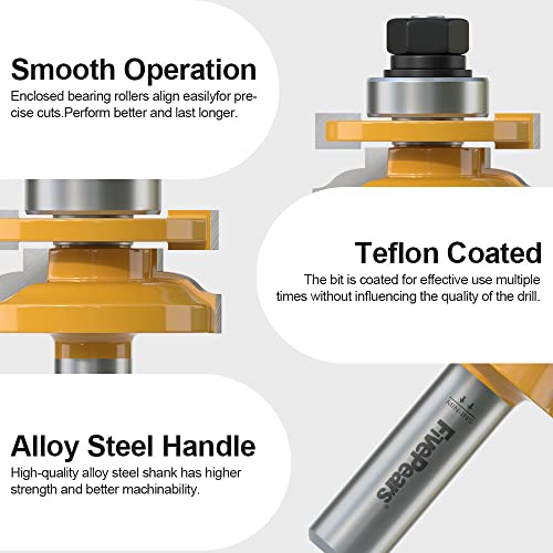 Fivepears Shaker Rail and Stile Router Bits Set 1/2 Inch Shank, 3/8 Inch Cutting Depth, Up to 7/8 Inch Stock, Shaker Style Router Bit for Making Kitchen Cabinet Door Wood Flooring Raise Panel. - Image 4