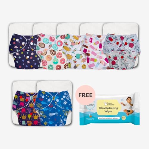 Superbottoms NEW UNO Freesize Cloth Diaper Set of 3| Cloth diaper for babies 3M to 3Y | Washable & Reusable cloth diaper | Comes with cloth diaper insert | 3 Diaper and 3 Organic cotton Soaker. - Image 2