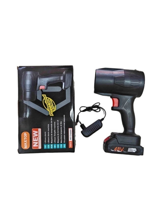 منفاخ هواء كهربائي محمول لاسلكي 48 فولت – قوة توربو لتنظيف السيارة وتجفيفها، مجفف هواء متعدد الاستخدامات مع بطارية ليثيوم قابلة لإعادة الشحن مثالي لتنظيف الغبار أوراق الشجر والشواء - Image 2