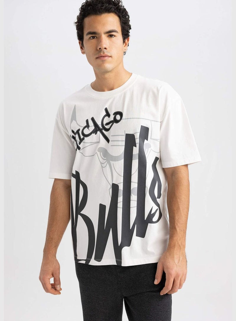DeFacto Man NBA Chicago Bulls Licenced Oversize Fit Crew Neck Short Sleeve Knitted T-Shirt  - Image 4