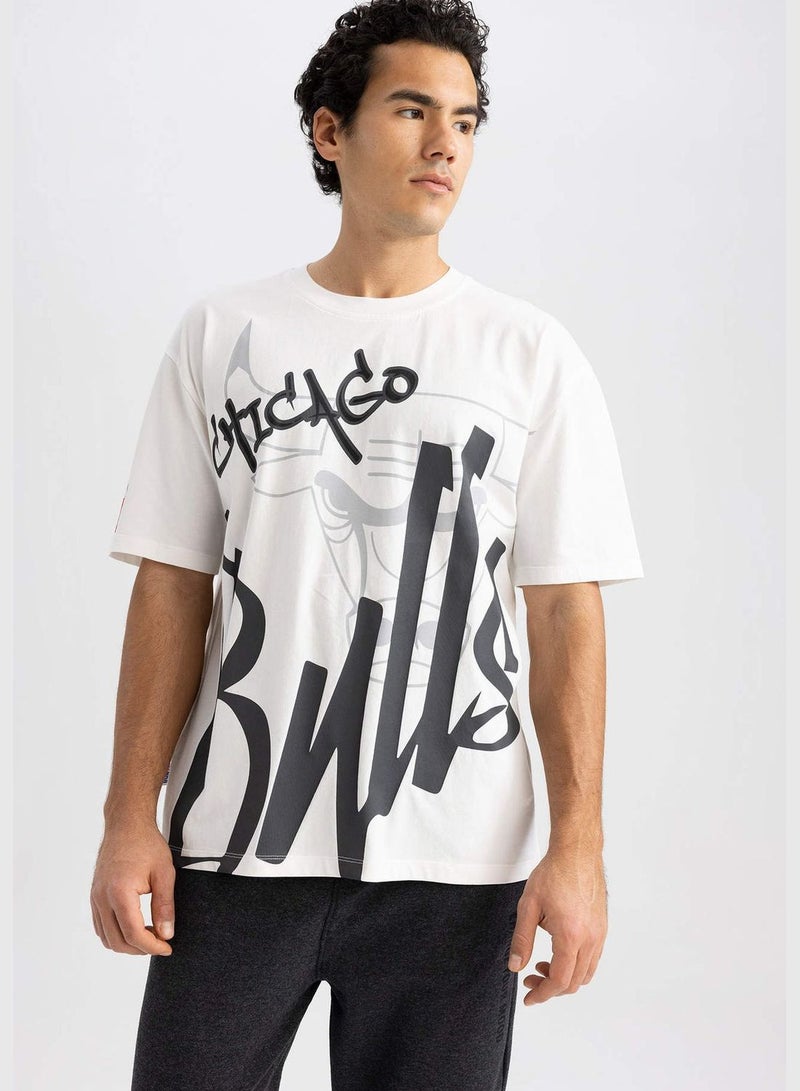 DeFacto Man NBA Chicago Bulls Licenced Oversize Fit Crew Neck Short Sleeve Knitted T-Shirt  - Image 3