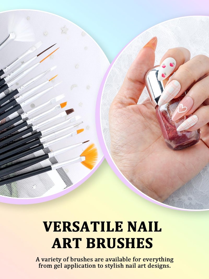YOOVR 33PCS Nail Art Brushes Set, Nail Art Tools, Nail Design Tools with Gel Nail Brush, French Tip Tool Liner Brushes, Dotting Tools, Builder Gel Brush, Nail Tech Beginners Must Haves Stuff Supplies - Image 3