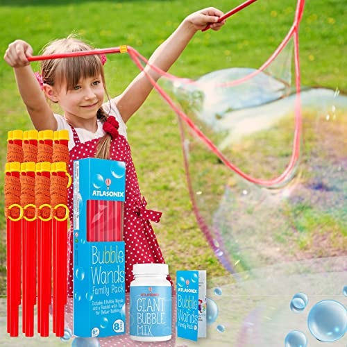 Atlasonix Giant Bubble Wand Bubble Wands Bubbles for Kids Big Bubble Wand Huge Rope 8 Pack Giant Bubble Wands Bubble Solution Powder Makes 3 Gallons Outdoor Summer Fun - Image 1
