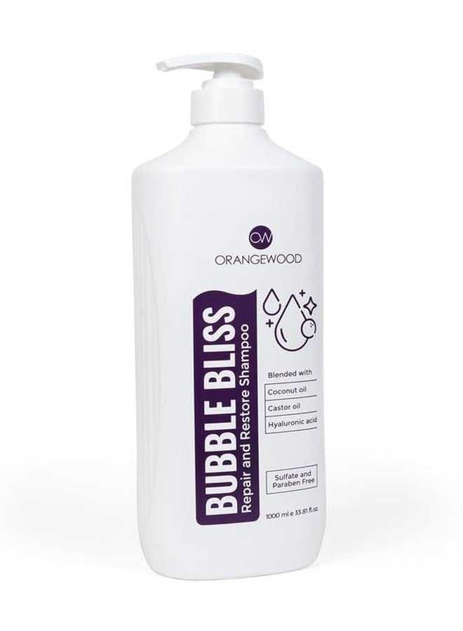 Orangewood Bubble Bliss Repair and Restore Shampoo 1000ml | Daily Hair & Scalp Care with Jojoba Oil, Castor Oil & Aloe Vera | Protein Protection | Imported | For Men & Women - Image 1